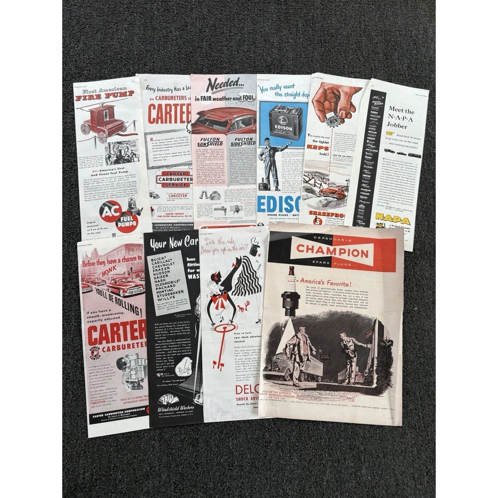 Lot Vintage Auto Parts Accessories Print Ads 1950s
